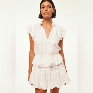 Misa Los Angeles Iliana Tiered Eyelet Mini Dress in White, Size S